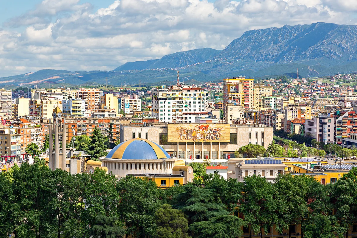 Tirana beneath the Dajti mountains